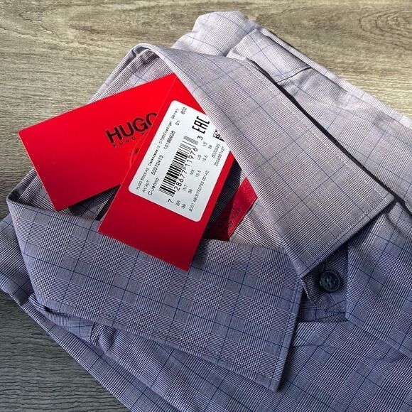Hugo C-Jenno Check Easy Iron Long Sleeve Shirt-RED-EU 39/US 15.5 - Picture 3 of 3